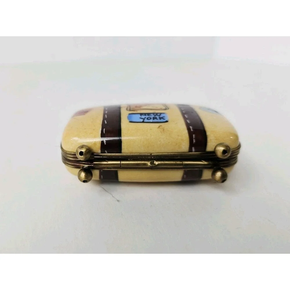 Limoges France trinket box suitcase travel bag luggage Paris New York